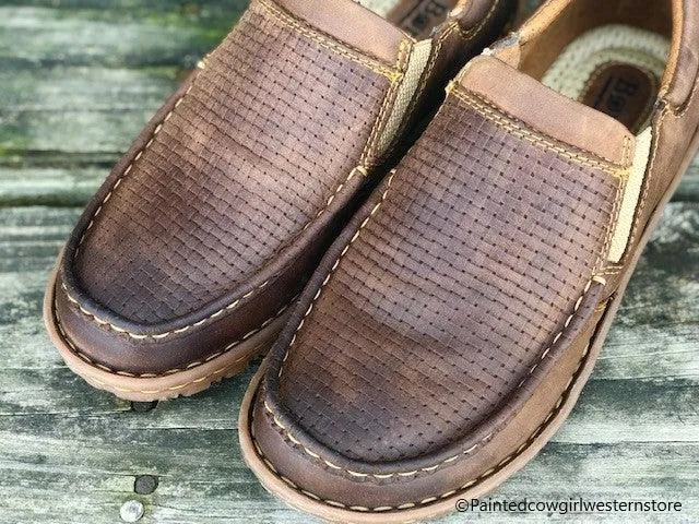 Born Men's Gudmund Brown Sunset Embossed Leather Slip On Casual Shoes BM0002306